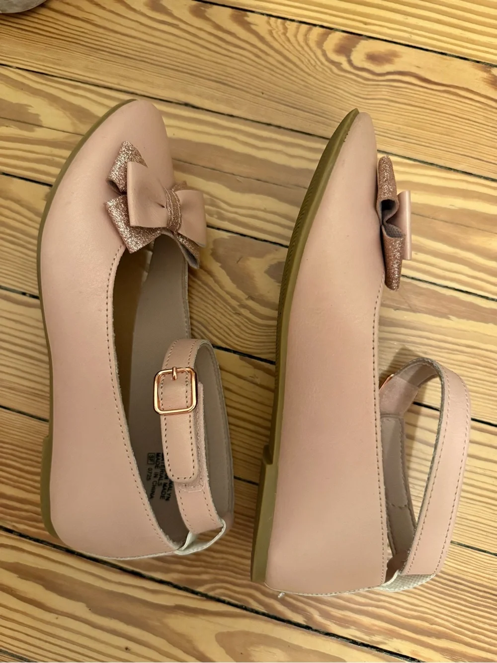 Rachel Shoes Blush Pink Bow Ballet Flats with Sparkle Accent